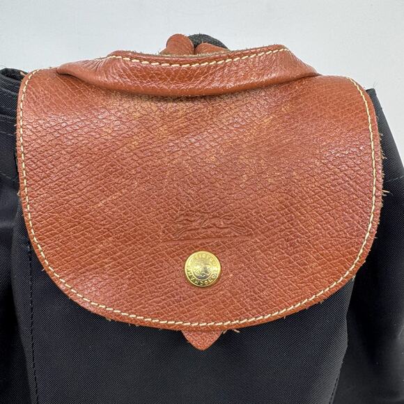 Vintage LONGCHAMP Black Nylon Backpack with w/ Drawstring - Picture 2 of 7